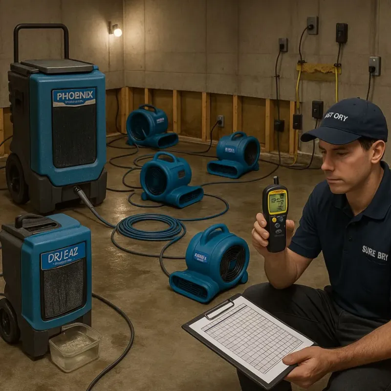 Structural Drying and Dehumidification process in Rosemount, OH